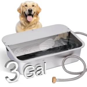 Gallon Automatic Dog Water Dispenser for Large Dogs Stainless Steel Bowl, Large Self Filling Auto Water Bowl Outdoor for Cats Li
