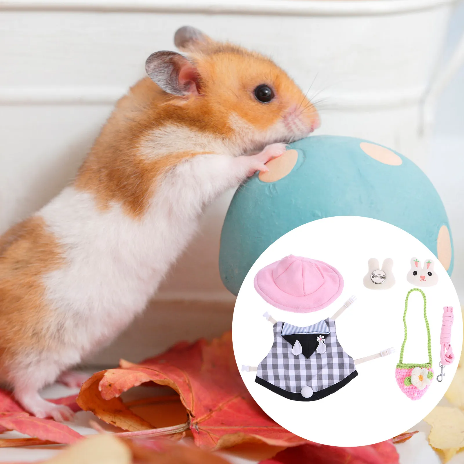 Rabbit Hamster Vest Leash Set Gentleman Style Pet Costume Outfit for Small Animals Outdoor Walking Wedding Party Dress Up - Image 2