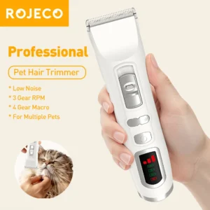 ROJECO Electric Hair Trimmer Professional Dog Hair Clipper For Pet Dog Cat Hair Shaver Haircut Machine Wireless Pet Grooming Kit