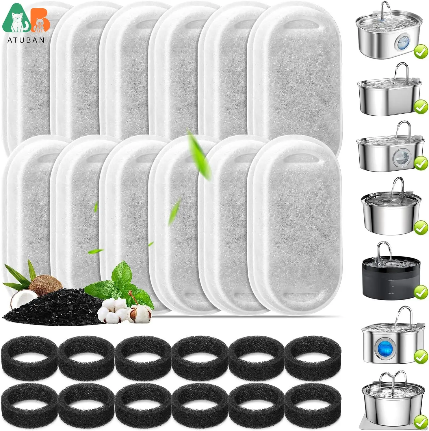 Filters for Stainless Steel Cat Water Fountain PLWF003&PLWF006,Set of Replacement Filters fot Pet Water Fountain Stainless Steel - Image 8