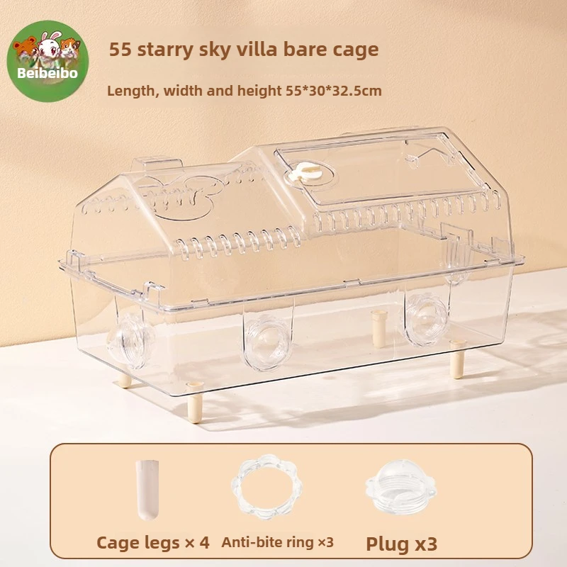 Hamster Cage with Large View - Chew-Proof Dwarf House, Ventilated Acrylic Habitat for Pets, Exercise Wheel Included - Image 5