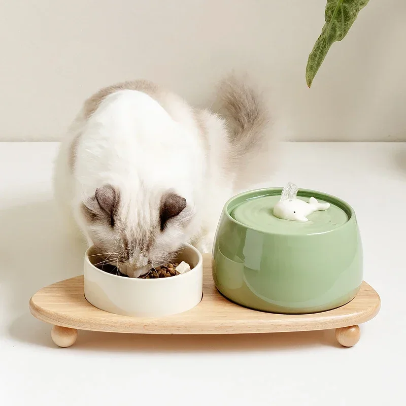 1.3 L Ceramic Cat Water Fountain USB Charging Pet Water Feeders Dogs Automatic Circulating Filtration Flow Water Dispenser - Image 2