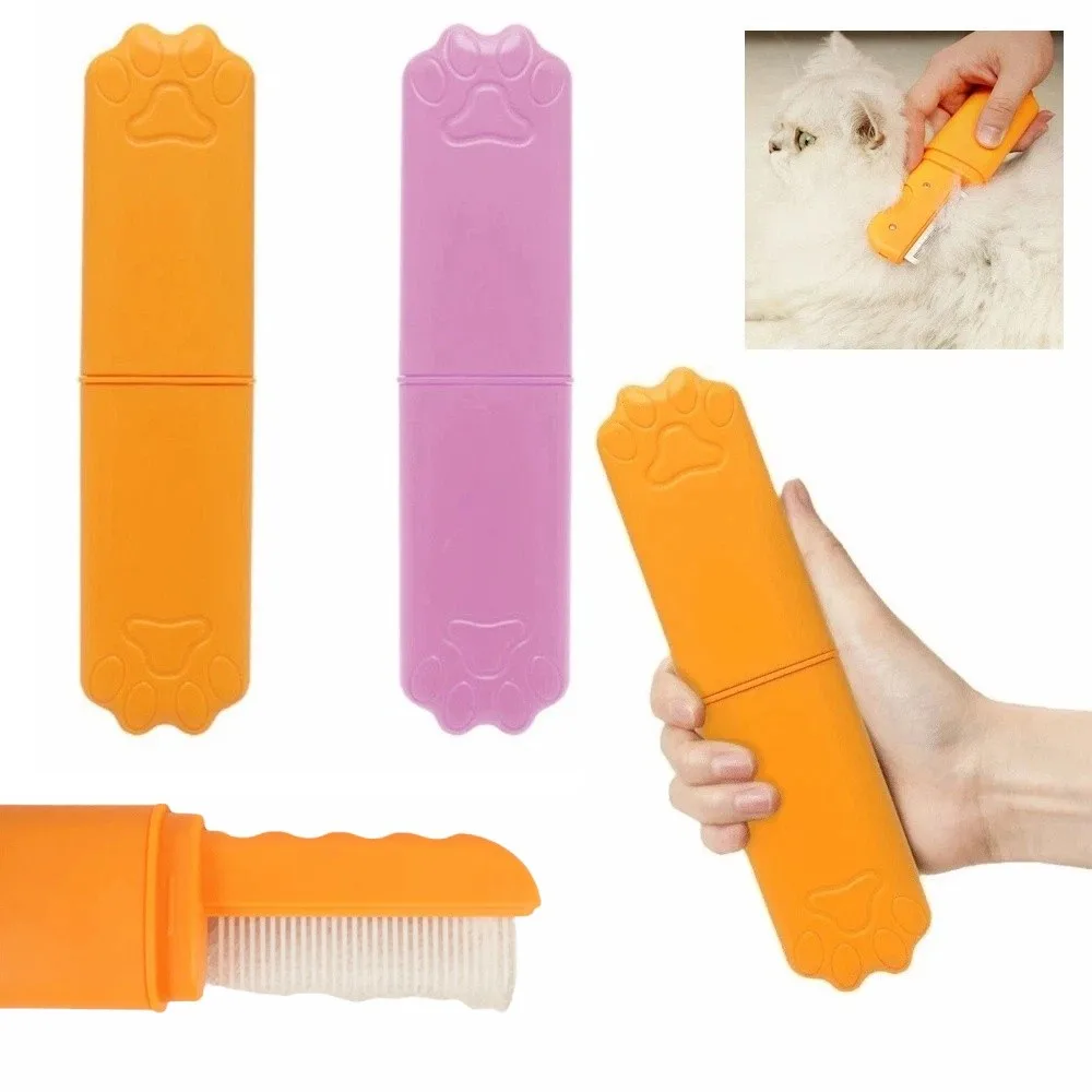 Self Cleaning Pet Hair Removal Comb Foldable Messy-Free Pet Flea Needle Comb Fine Tooth Plastic Cat Floating Hair Comb - Image 4