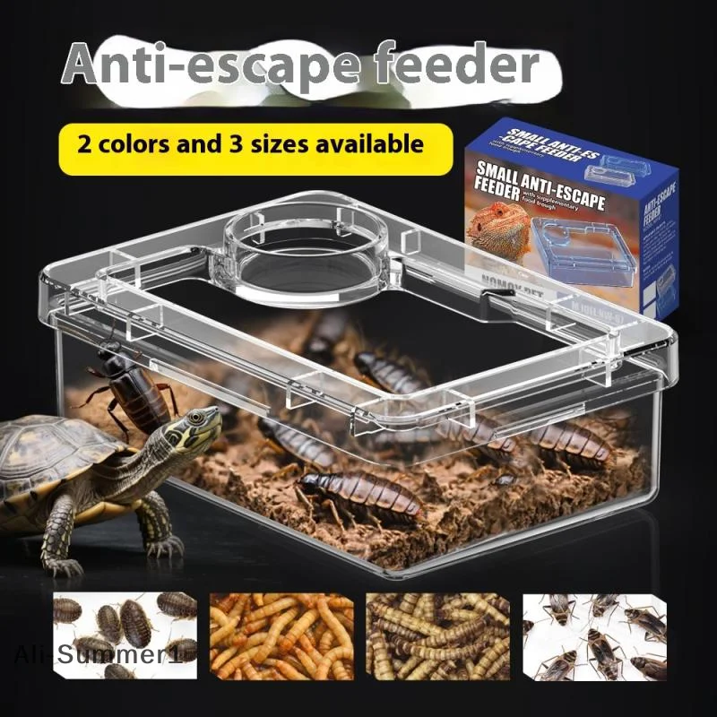 【E】Pet Reptile Lizard Turtle Transparent Feeder Anti-escape Food Bowl Worm Live Container Reptile Pet Bowls Feeder Pet Supplies - Image 2