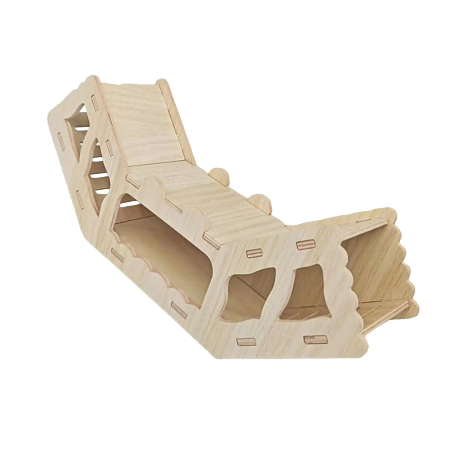 Wooden Hamster Burrow Climbing Hideaway Multi Chamber Design for Cage Landscape Decor Versatile Hiding Space - Image 4