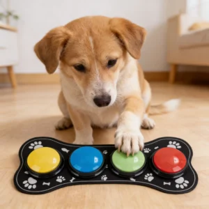 4PCS Dog Button Dog Communication Buttons With Nonslip Mat Voice Recording Button For Pet Training Pet Toy Cat Dog Squeak Toy
