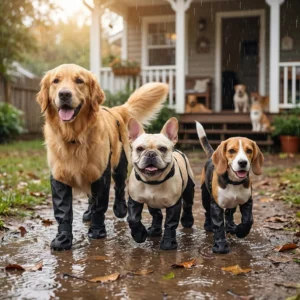 Full-Coverage Dog Anti-Slip Rain Boots Waterproof & Wear-Resistant Paw Protectors for Medium & Large Dogs in Rainy Days