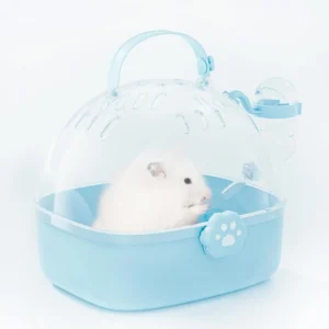 Small Animal Carrier Cage with Water Bottle, Portable Hamster Travel Carrier Carry Case 7.24" L*6.69 W *6.42" H for Smal