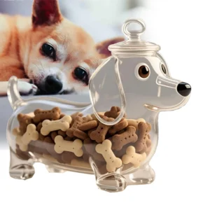 Cute Dachshund Dog Themed Glass Snack Jar Food Storage Container Snack Container With Lid seal Dog Treat Snack Canister
