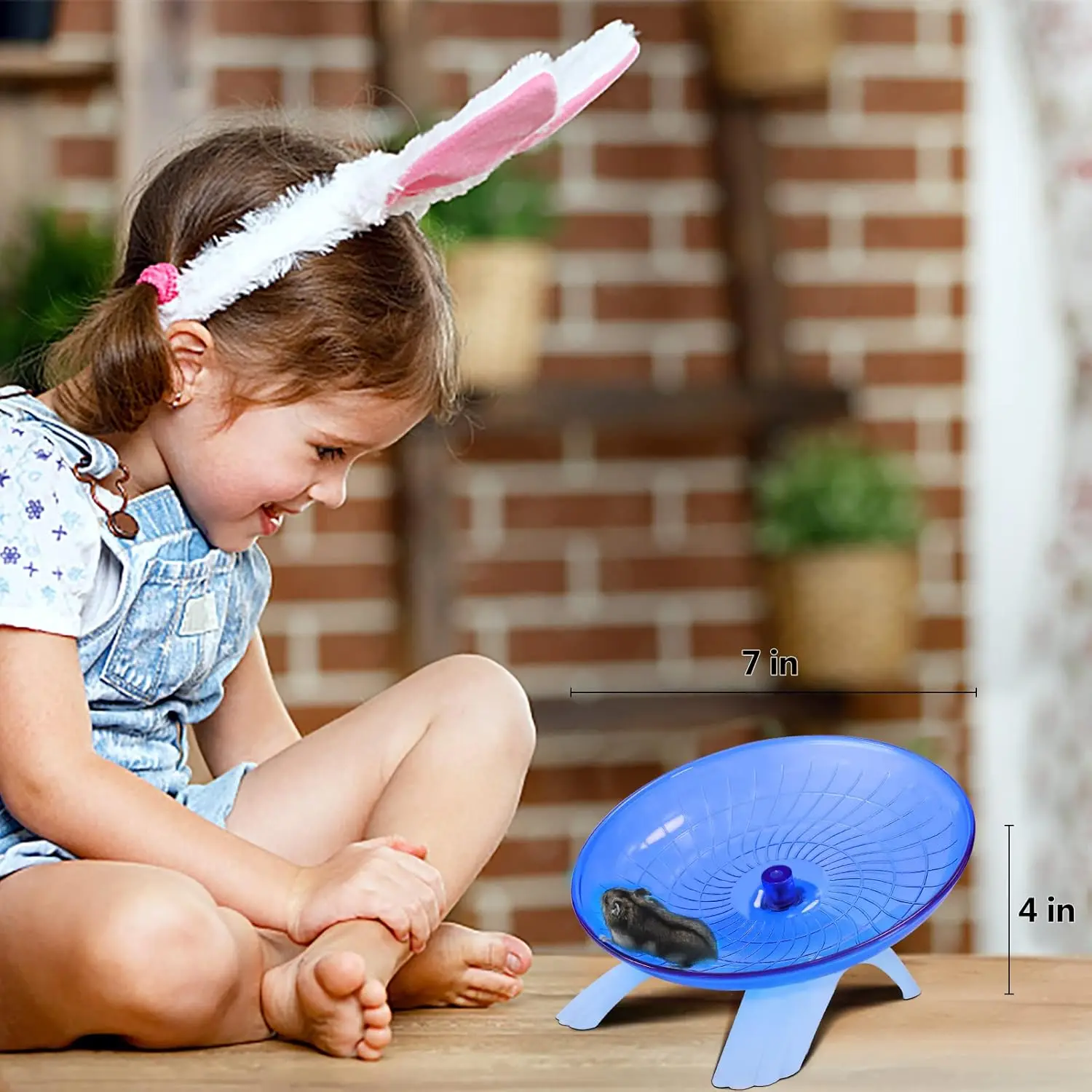 Blue Silent Hamster Exercise Wheel – 7 Inch Quiet Spinner Running Disc for Dwarf Hamster, Gerbil, Rat, Hermit Crab - Image 3