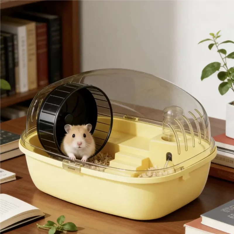 Portable Multi-functions Hamster Cage Double Layer Large Space Small Animal Carrier Cage Breathable Visible Hamster Small Villa - Image 4