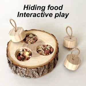 Wooden Round Shaped Parrot Chewing Toy Educational Supplies for Small Pet Birds Parrot Hamster Rabbit Chewing Toys Foraging Toys