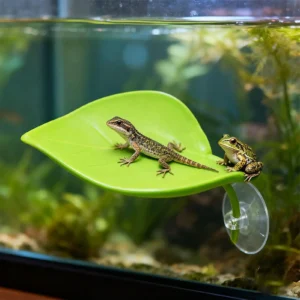 Frog Habitat Leaf Suction Cup Tank Terrarium Realistic Leaf Reptile Basking Area Resting Terrace for Geckos Frog Tank Decor