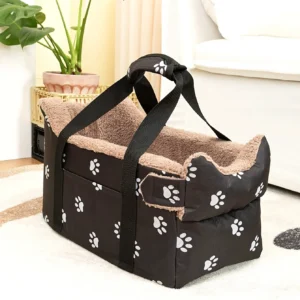 Small Cozy Portable Pet Booster Car Seat - Durable Polyester Center Console Safety Travel Bed for Dogs & Cats