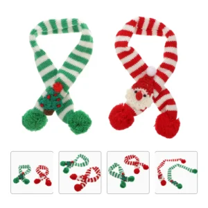 2Pcs Pet Knitted Scarf Christmas Red Winter Neck Warmer for Cats Dogs Festive Party Photo Shoot Daily Wear Pet Christmas