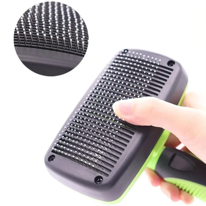 Self-Cleaning Pet Hair Brush, One-Click Shedding Tool for Dogs & Cats, Eco-Friendly Deshedding Comb with Plastic & Cotton Design - Image 4