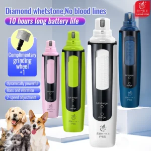 Fenice Painless USB Charging Dog Nail Grinders Rechargeable Pet Nail Clippers Quiet Electric Dog Cat Paws Nail Grooming Trimmer