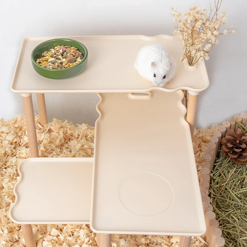 2PCS/Set Stand Platform Hamster Plastic Climbing Pet Toys Golden Bear Landscaping Accessories - Image 4