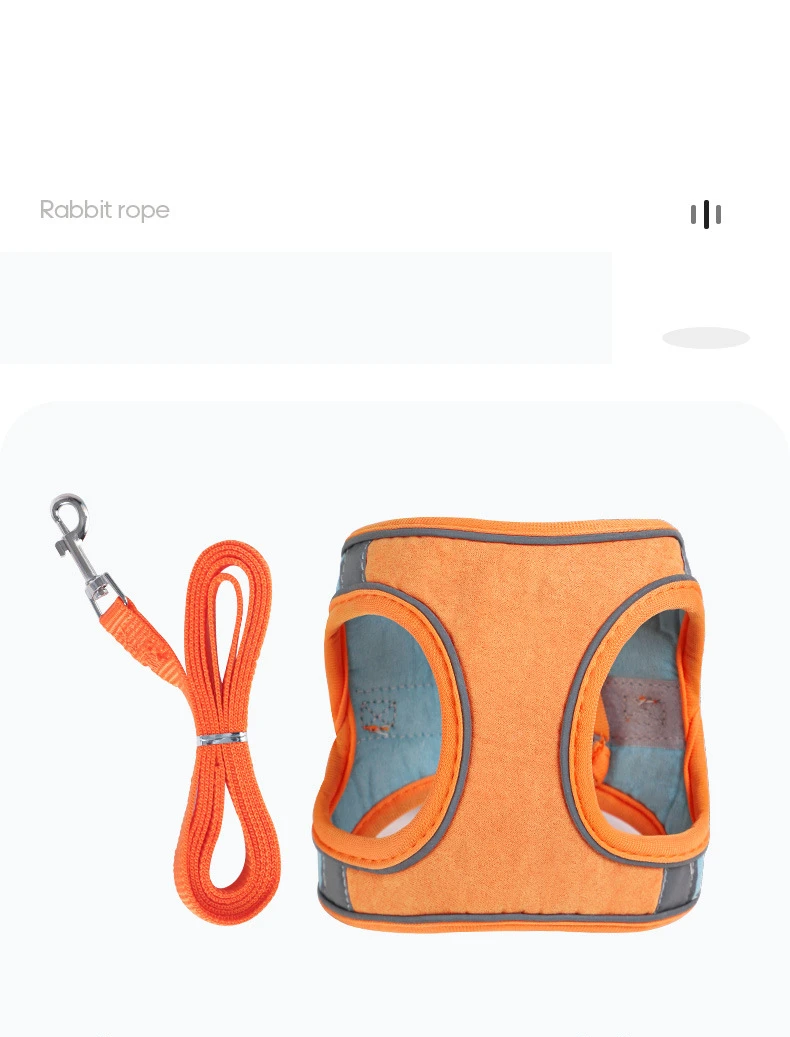 Rabbit Walks Adjustable Bunny Harness and Leash Set Double Buckle with Reflective Strips Rabbit Vest Pets Stuff Suitable - Image 3