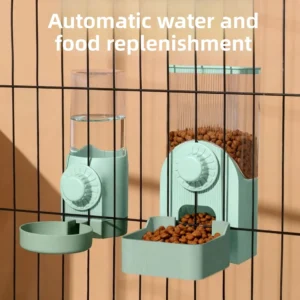 Dog water drinking bottle with no wet mouth, cat feeding water dispenser with ball bearings, rabbit pet water pot, dog cage hang