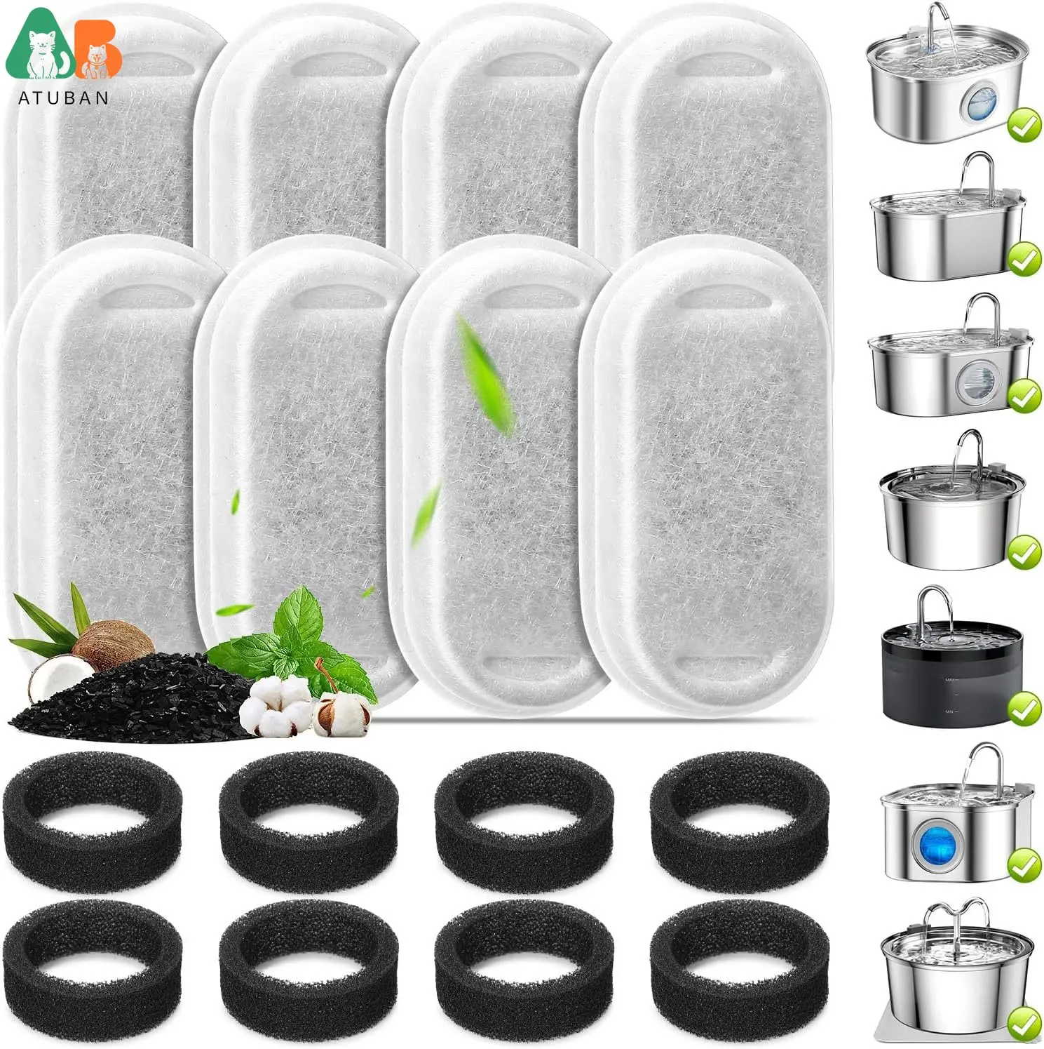 Filters for Stainless Steel Cat Water Fountain PLWF003&PLWF006,Set of Replacement Filters fot Pet Water Fountain Stainless Steel - Image 7