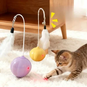 Cat Teaser Toy Feather Squeaky Bell Electric Laser Interactive Kitten Toy Rubbing Doll Training Intelligent Cat Toy Supplies