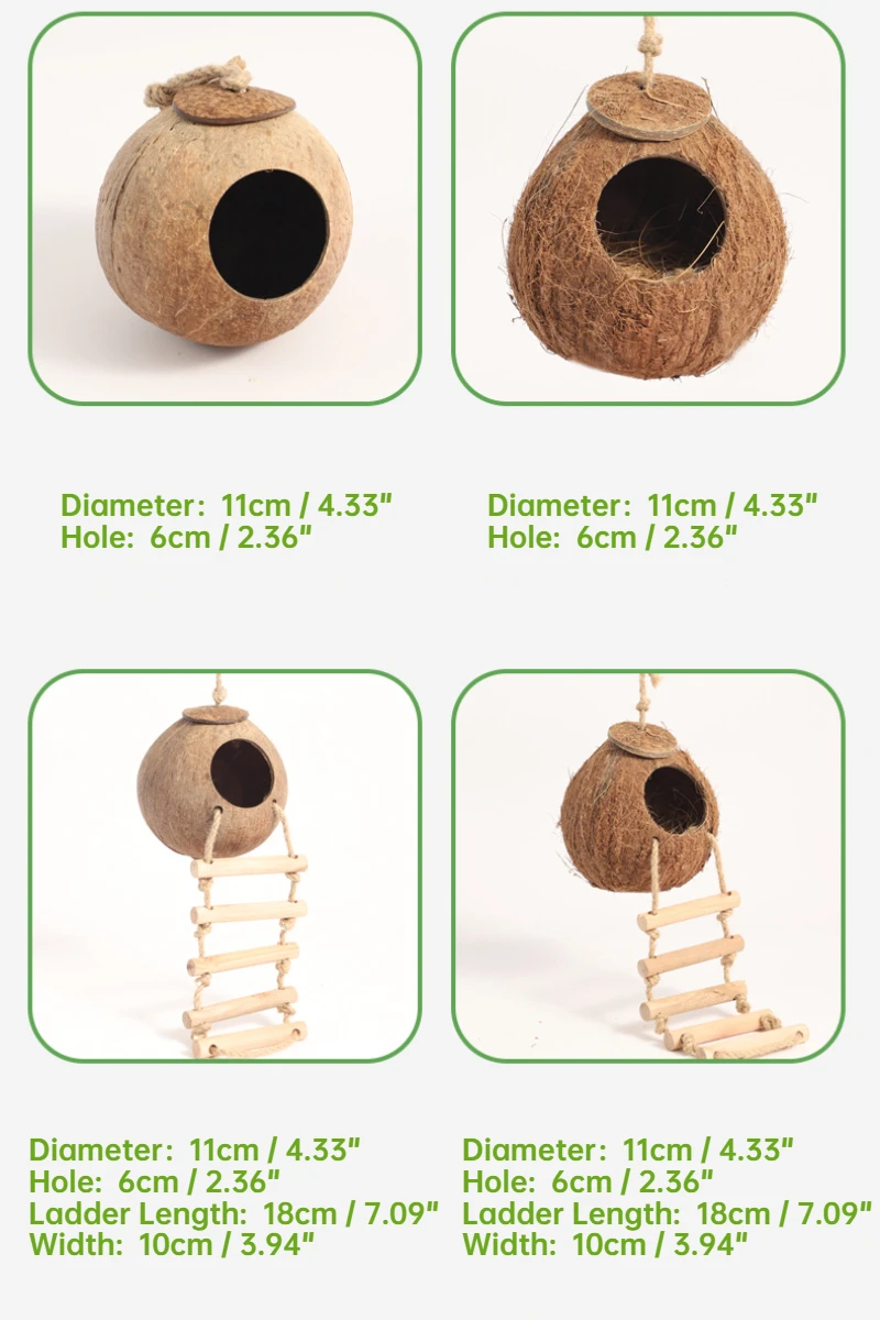 Hamster House Bite-resistant Natural Small Pet Coconut Cages Guinea-pig Hamster Hideout House Toy Wooden House Pet Supplies - Image 6