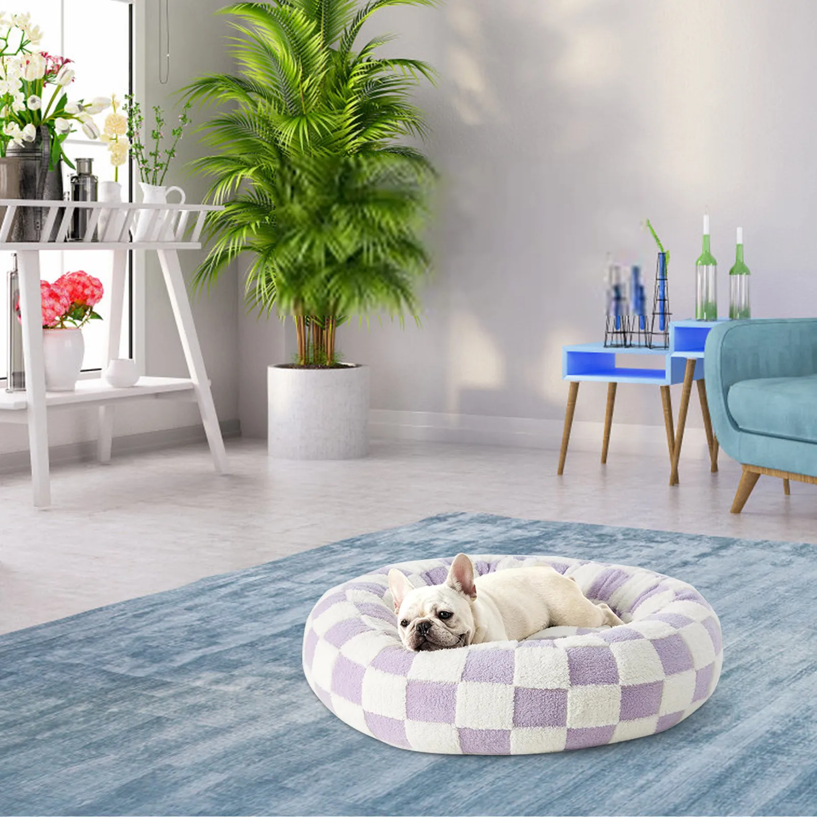 Sky Clouds Small Dog Kennel Cute Dog Bed For Pet Washable Puppy Beds Cozy Rectangle Orthopedic Pet Sofa Shaggy Plush Slip Bottom - Image 6