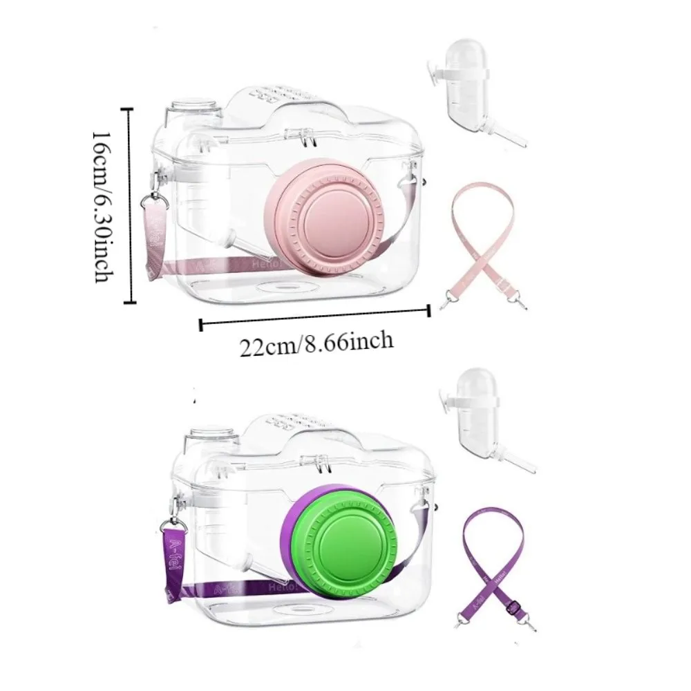 Transparent Hamster Carriers Cage Ventilated with Water Bottle Travel Hamster Carrier Adjustable Strap Food Bowl - Image 6