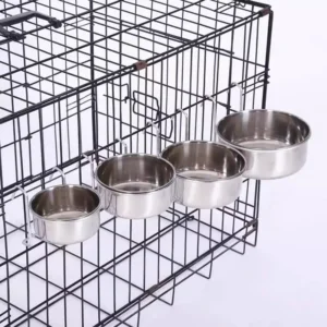Household 10-18cm Crate Dog Cat Bowl Stainless Steel Hanging Pet Cage Bowl Food Water Feeder Coop Cup For Cat Puppy Birds Rats
