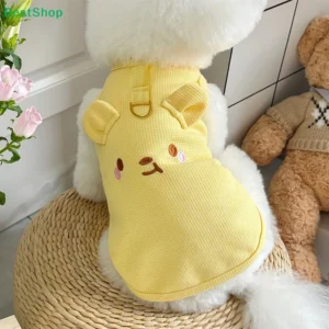 ♥Cute Bear Embroidered Dog Vest - Waffle Knit Pet Harness with D-Ring