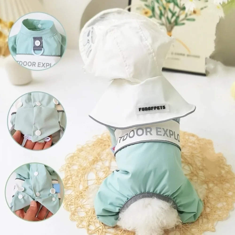 Windproof Dogs Raincoat Adjustable Straps Antifouling Dog Hooded Raincoat with D Ring Dog Rain Gear Dog Walking - Image 4