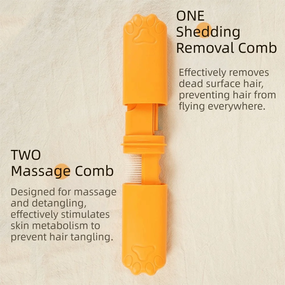 Self Cleaning Pet Hair Removal Comb Foldable Messy-Free Pet Flea Needle Comb Fine Tooth Plastic Cat Floating Hair Comb - Image 5