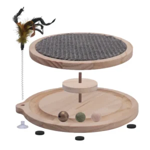 Cat Scratcher Cat Natural Sisal Scratching Pad Kitten Interactive Toy with Ball Track Ball for Chasing Hunting Mental Physical