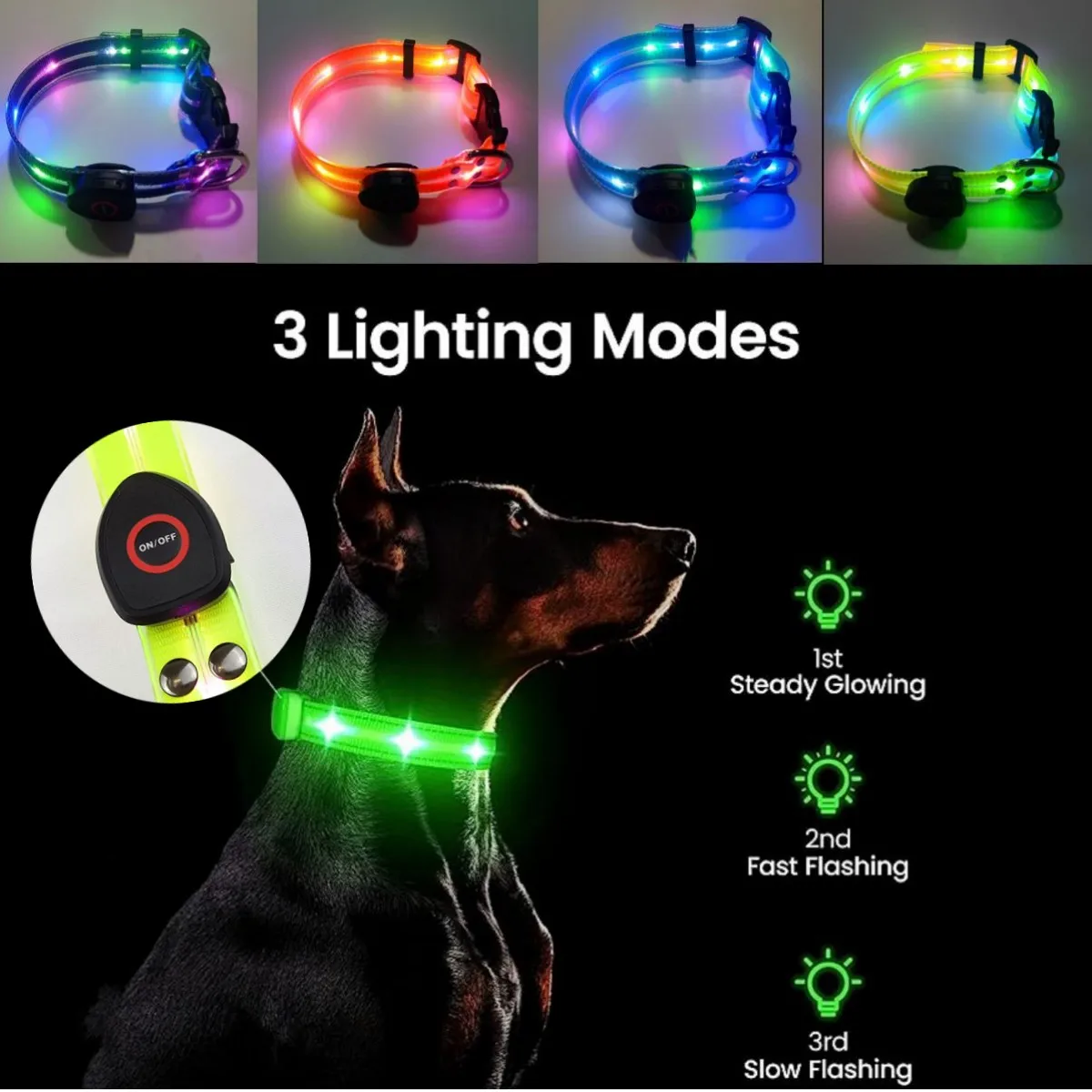 New Adjustable Led Glowing Pet Dog Collar PVC Waterproof Anti Dirty Easy To Clean for Big Small Dogs Puppy Cat Luminous Collar - Image 2