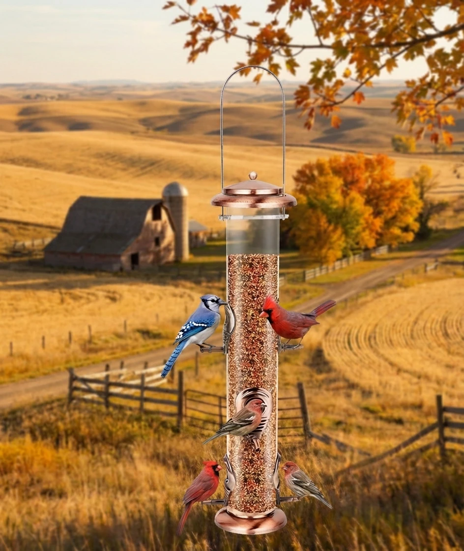 Classic Tube Bird Feeders for Outdoors Hanging Bird Feeder with 6 Feeding Ports, 2LB Seed Capacity Wild Bird Feeders - Image 3