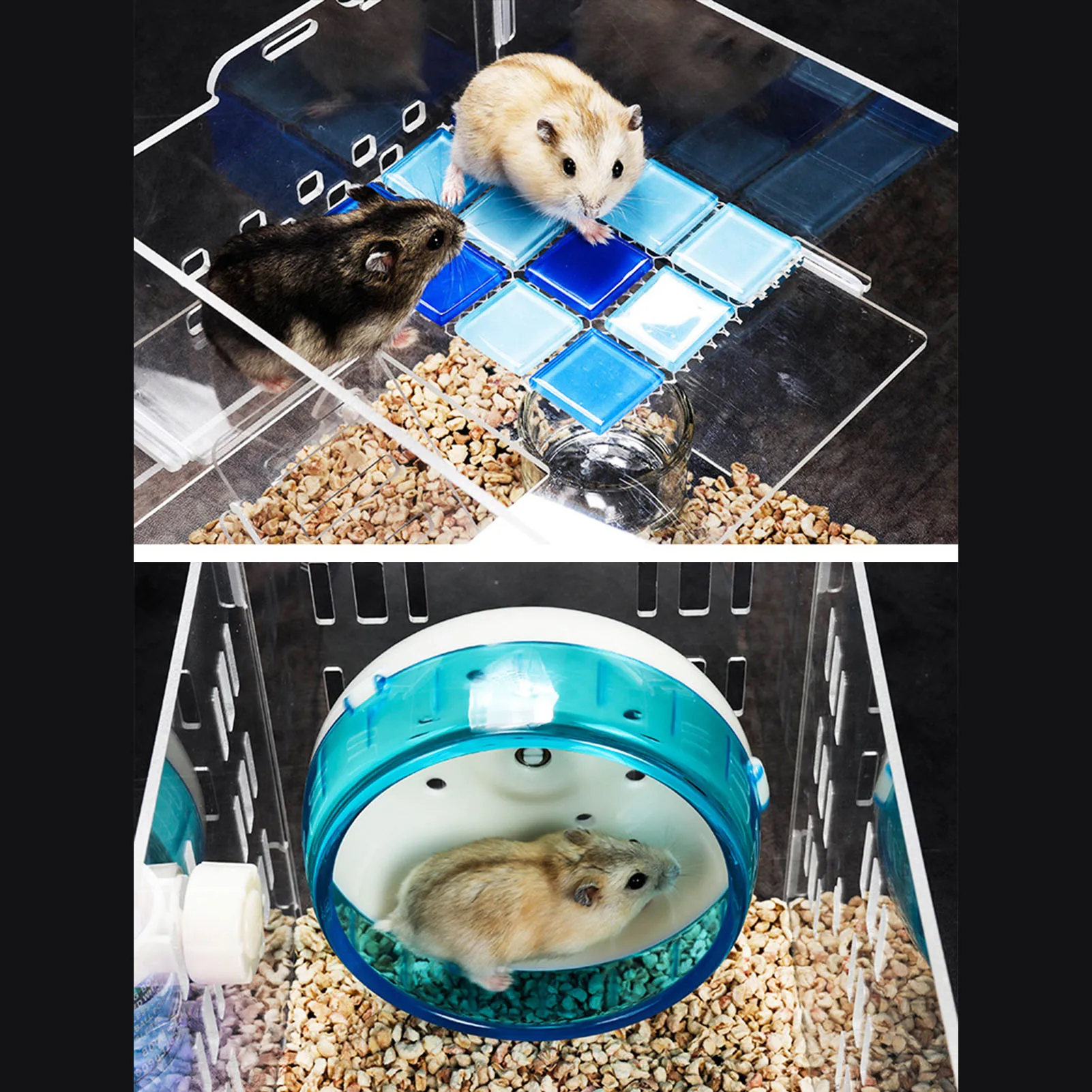 Clear Hamster Cage Acrylic with Silent Exercise Wheel Small Animal Cage for Little Hamster - Image 4