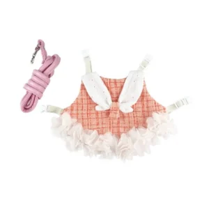 Adjustable Rabbit Outdoor Harness Breathable Plaid Rabbit Sleeveless Dress Comfortable Pet Traction Suit Small Animals