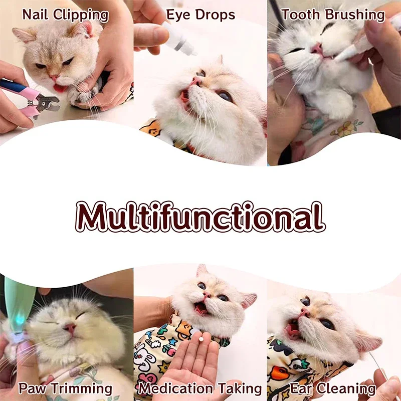 Cat Grooming Wrap Cat Restraint For Nail Clipping Self-adherent Pet Wrap Cat Anti Bite Scratch Anti Escape Restraint Bag - Image 2