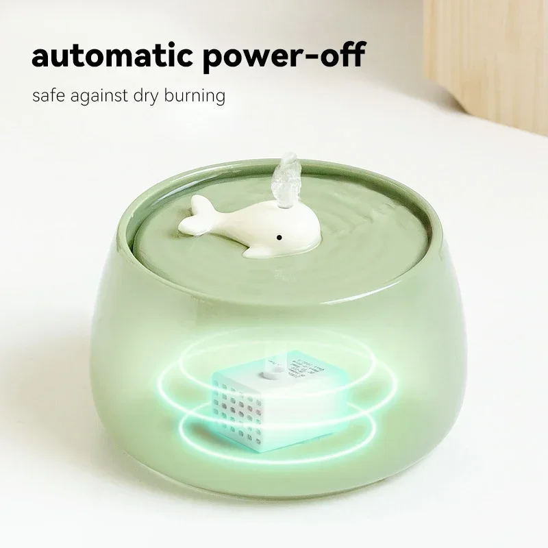 1.3 L Ceramic Cat Water Fountain USB Charging Pet Water Feeders Dogs Automatic Circulating Filtration Flow Water Dispenser - Image 5