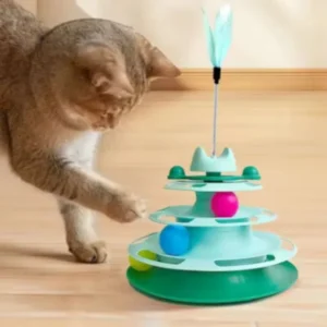 Cat Toy 4-Tier Turntable Self-Entertainment Boredom Relief Puzzle Teeth Grinding Bite Resistant Interactive Pet Cat Toy Supplies