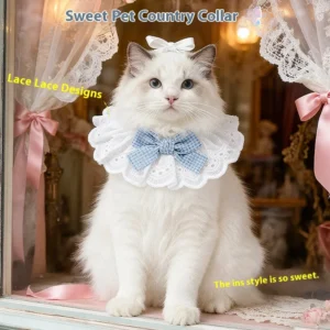 Lace Bowknot Pearl Collar Cat Dog Neckerchief Pet Cats Kitten Dog Puppy String Bib Necklace Necktie Neck Strap Scarf Accessories