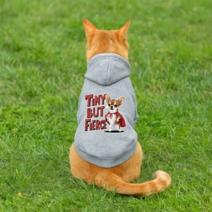 A Pet Sweatshirt with A Printed Pattern of "@5372@ A Little Dog Wearing A Cape" for Pets Weighing Around 12-20 Jin CwYf001