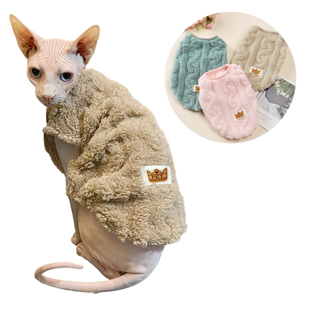 Autumn Winter Cat Clothes Soft Cozy Warm Fleece Sphynx Costume Puppy Kitten Jacket Coat Pet Sweater for Small Dogs Clothing