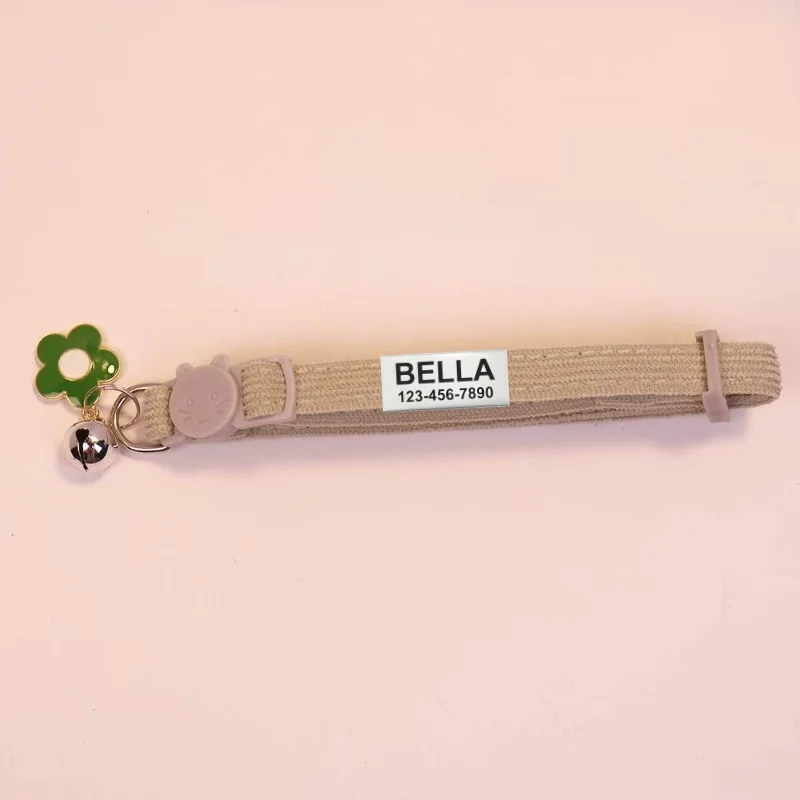 Customize Name Cat Collar Breakaway Corduroy Flower Personalized Id With Bell Pet Products Small Adjustable Kitten Supplies - Image 7