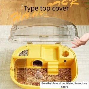 Portable Multi-functions Hamster Cage Double Layer Large Space Small Animal Carrier Cage Breathable Visible Hamster Small Villa
