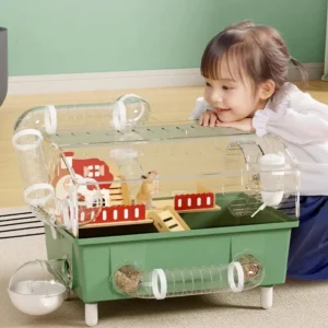 Transparent Acrylic Hamster House Large with Tunnel Spacious Cage Small Pet Hamsters
