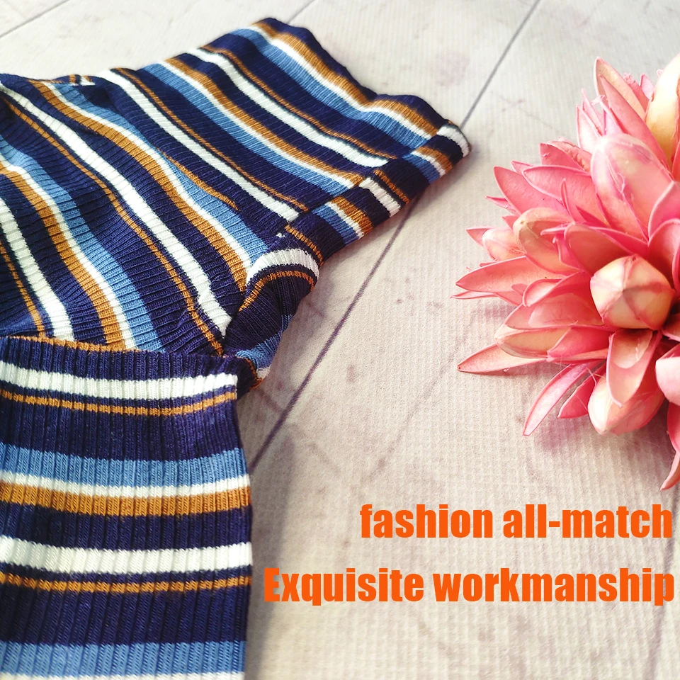 New Sphinx Devon Hairless Cat Clothes For Kitten Knitted Striped High Collar Cat Clothing Spring Autumn Kitty Costume For Pet - Image 4