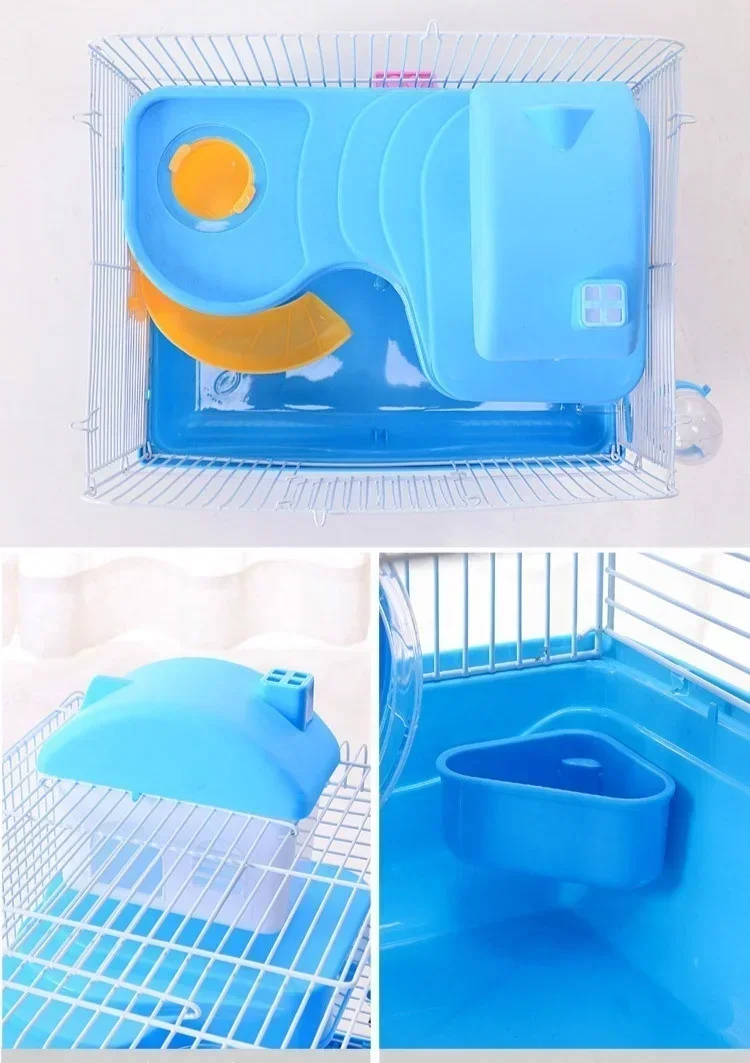 Hamster Cage Clear View 2 Layer Mouse Gerbil Castle Small Animal House (Size:23*17*30cm) - Image 6