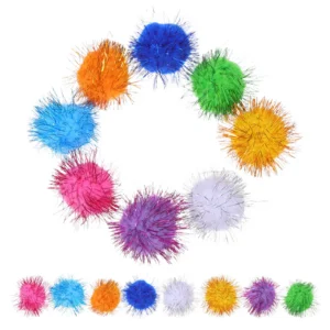 60Pcs Cat Pom Pom Balls Interactive Indoor Exercise Set Hunting Play Collection Sparkle Activity Entertainment